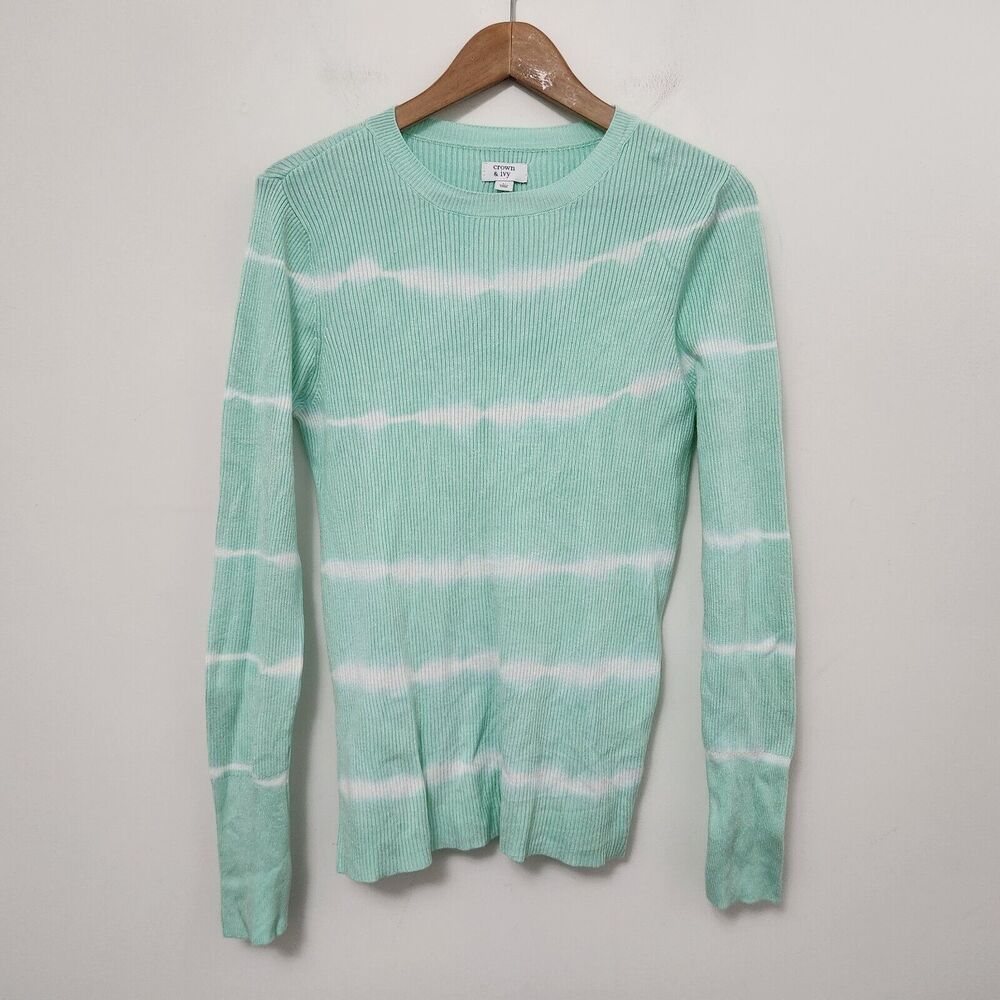 CROWN & IVY Women's Light Blue Crew Neck Knit Sweater Size L